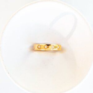 Starburst Gold Ring CZ Stars 18K Gold on Stainless Steel Waterproof BEAUTIFUL